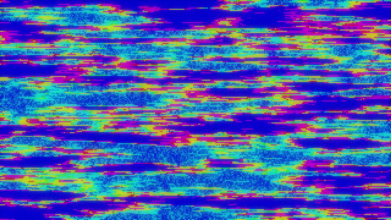 Colorful spots flickering and flashing against blue background