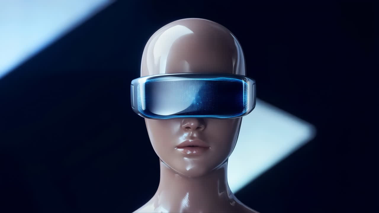 Mannequin wearing a futuristic virtual reality headset