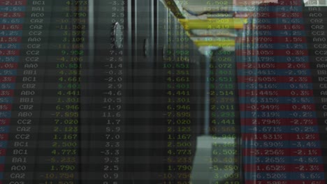 animación del mercado de valores en la sala de servidores