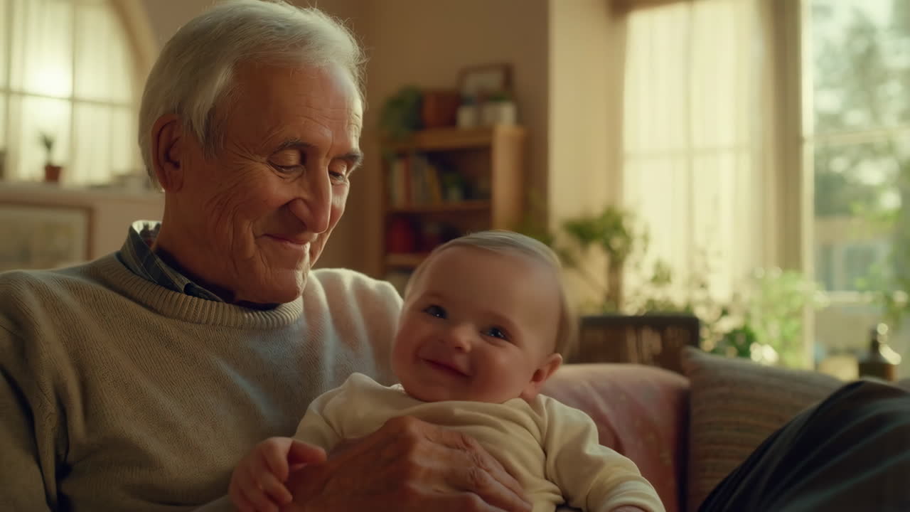 Nonno che tiene in braccio un bambino