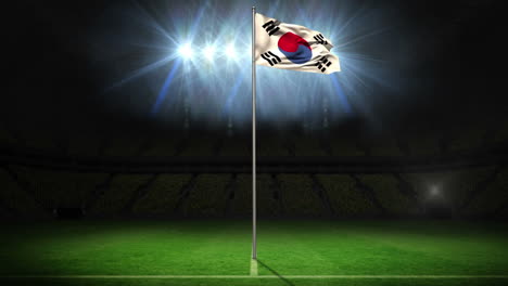 Korea-Republic-national-flag-waving-on-flagpole-