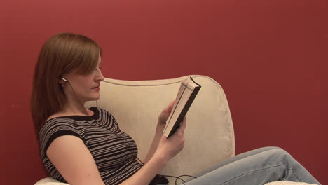 stock footage of a woman reading