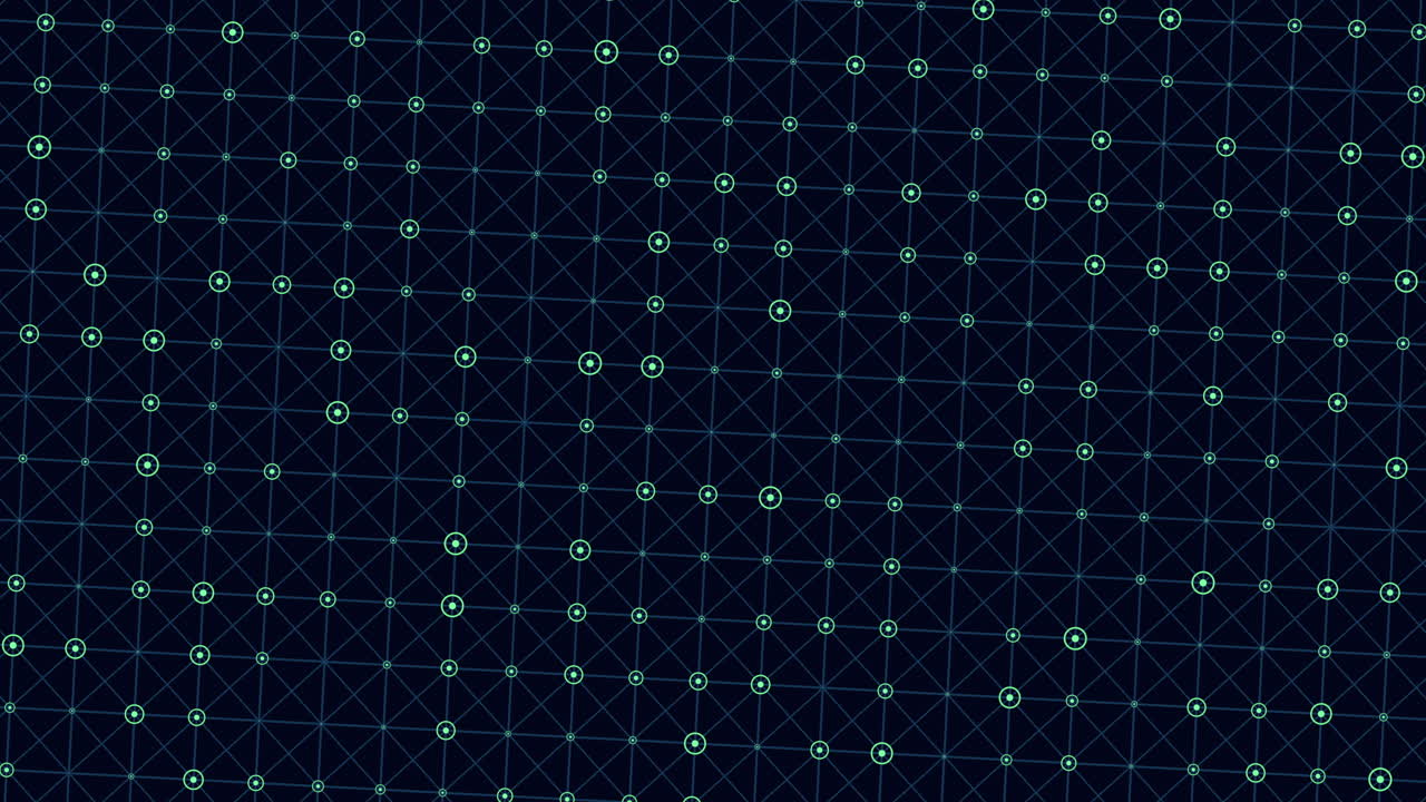 A modern and minimalist design featuring white dots in a hexagonal grid pattern on a dark blue background, creating a visually striking geometric arrangement