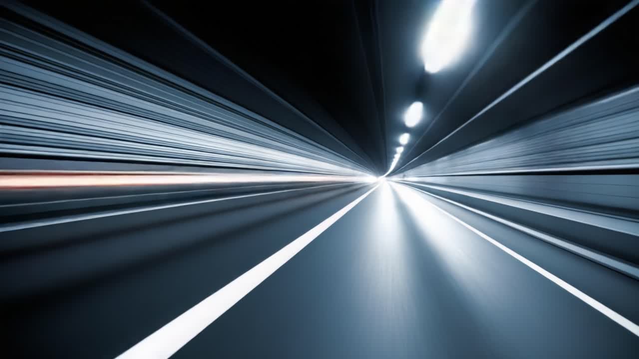 A Dynamic Journey Through a Tunnel: Experience the Motion and Velocity Captured in Stunning Frames Illustrating Light Trails and Speed
