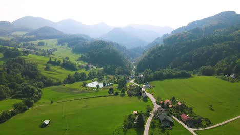 aerial view of the mountains in summer