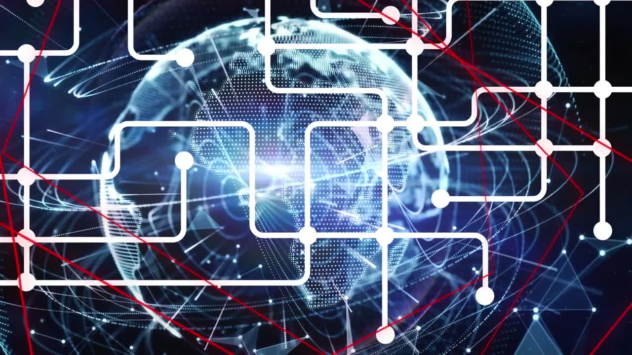 Animation of connections and globe on navy background