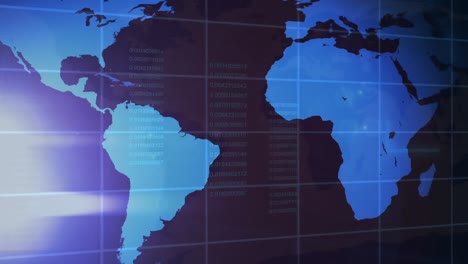 animación del procesamiento de datos sobre el mapa del mundo