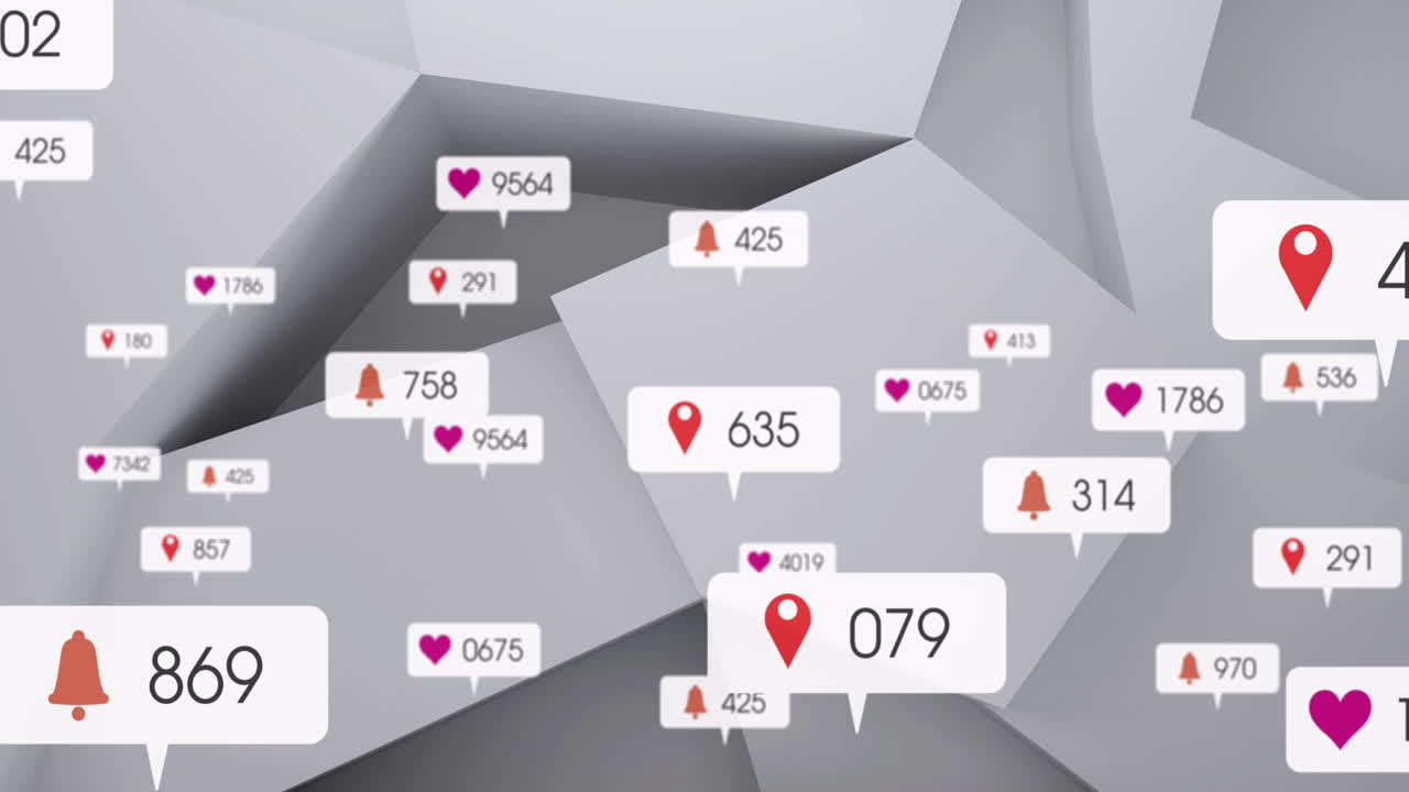 추상적인 패턴 위에 소셜 미디어 데이터 처리의 애니메이션