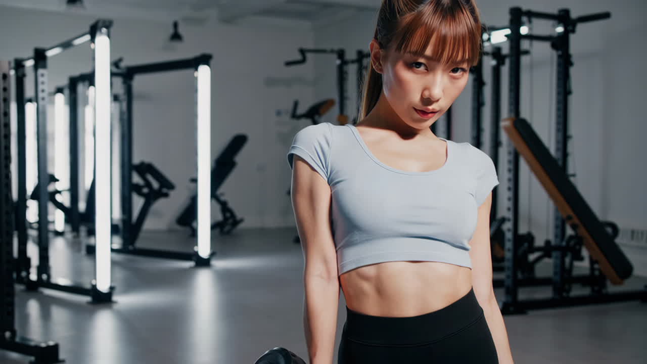 체육관 에서 운동 하는 여자