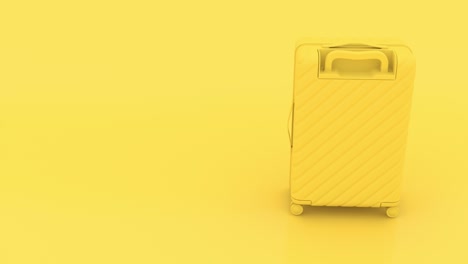 yellow 3d suitcase rotation animation. looped spin of yellow bag video. travel concept.