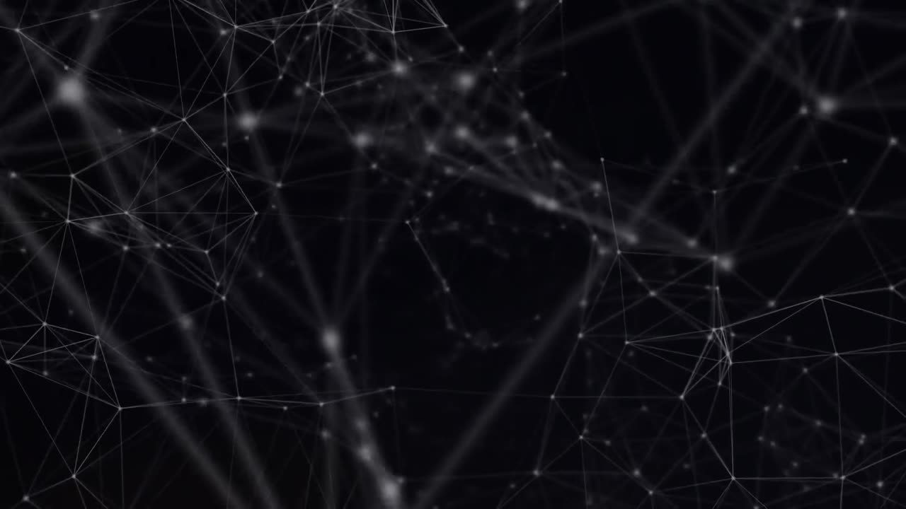 Digital animation of network of connections floating against black background
