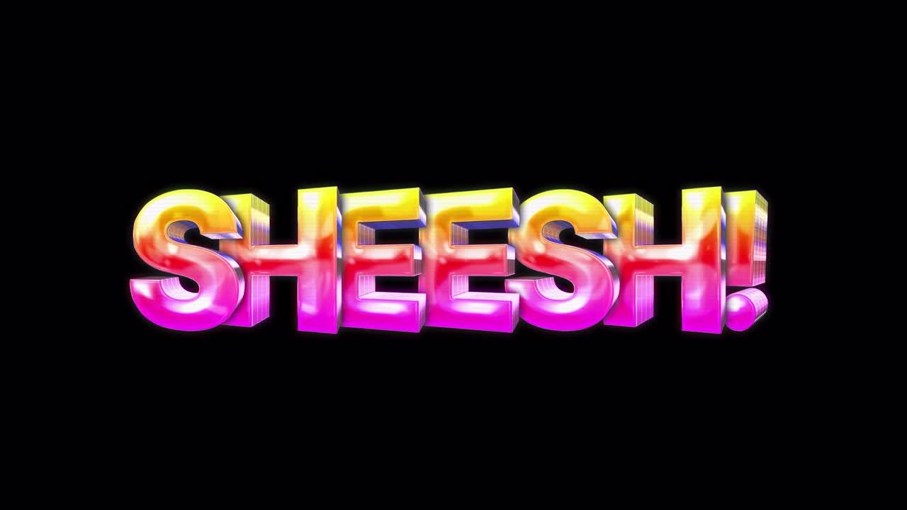 Animated Text 'SHEESH!' with Colorful Neon Glow Effect