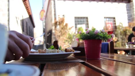 a man breakfast at the restaurant 1