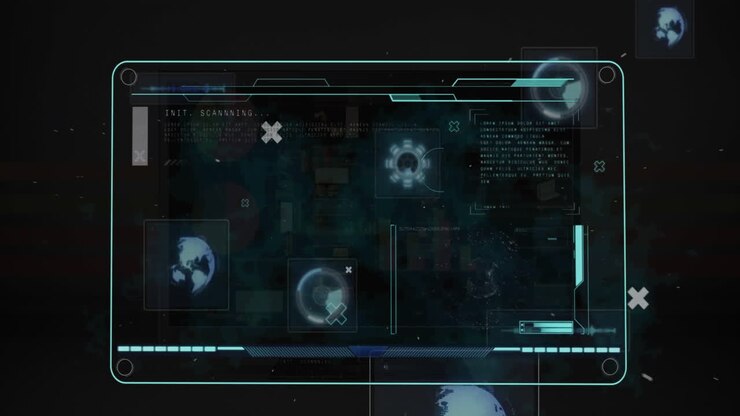 Animazione di elaborazione dati informatici su schermo