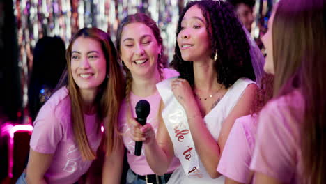 bridal party singing karaoke