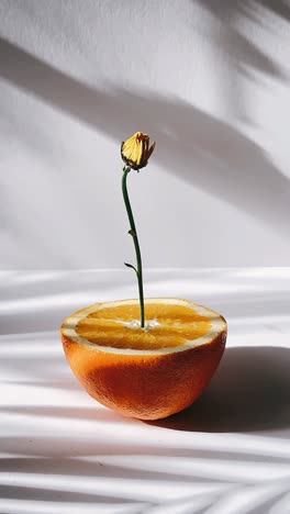 orange slice with a flower