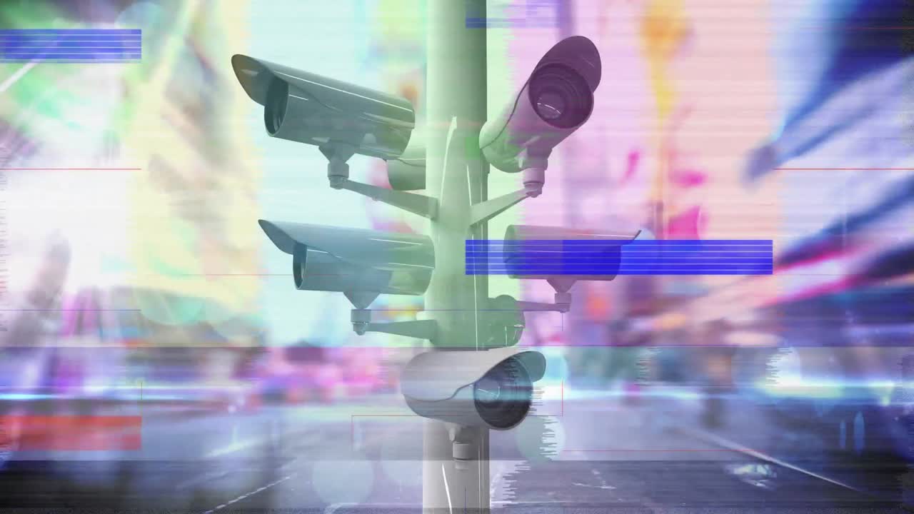 감시 카메라와 배경에 도로와 정적