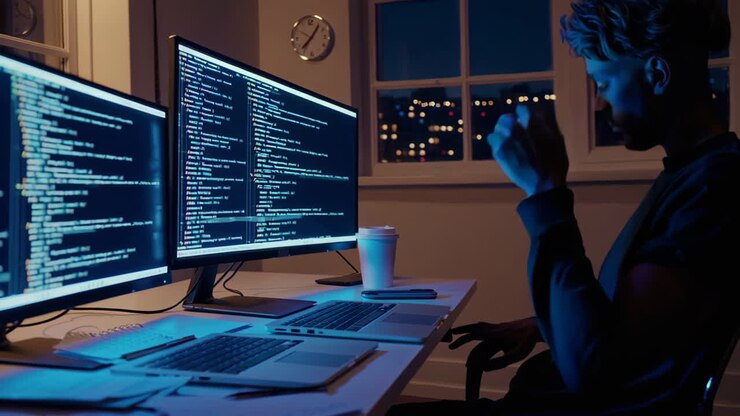 Programmer Coding Late at Night