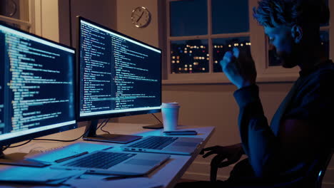 programmer coding late at night