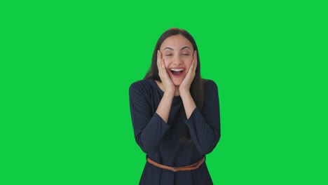Happy-Indian-girl-getting-a-surprise-Green-screen