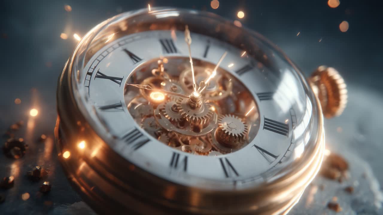 Mesmerizing Close-Up of an Intricate Vintage Pocket Watch Mechanism Featuring Glimmering Gears and Delicate Details Capturing the Essence of Timekeeping Artistry