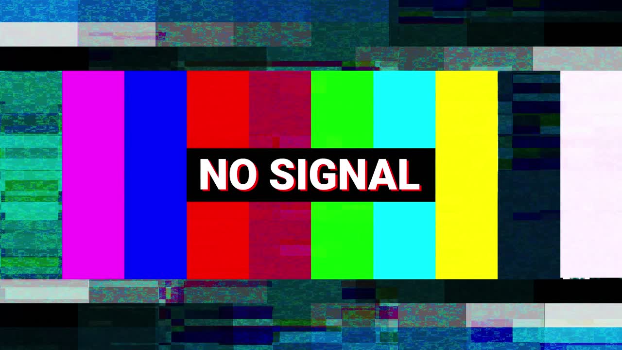 Glitching No Signal Message on Distorted Color Bars