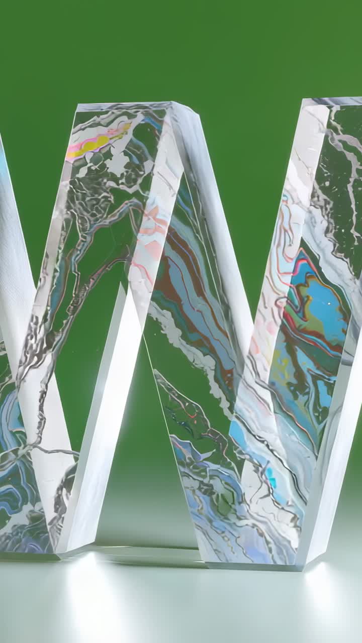 Vertical video: Panning camera revealing letter M in studio, spotlight illuminating pastel veins