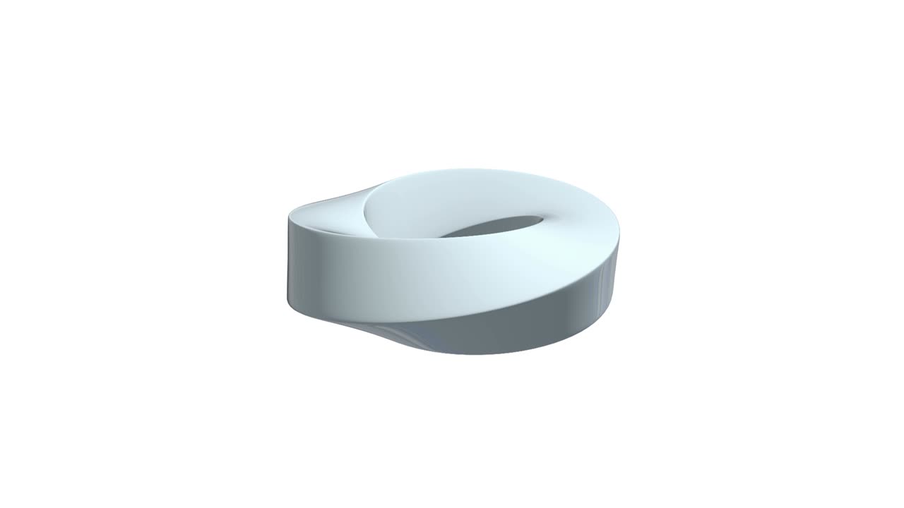 anillo de banda de mobius geometría sagrada. figura espacial con superficies volteadas hacia arriba. ilusión óptica con doble contorno circular renderizado en 3d