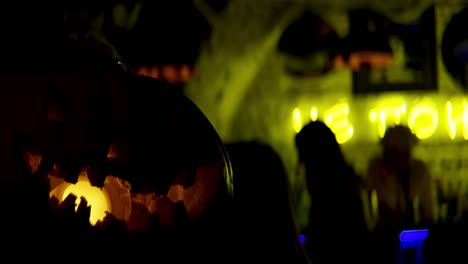 halloween pumpkin in a nightclub