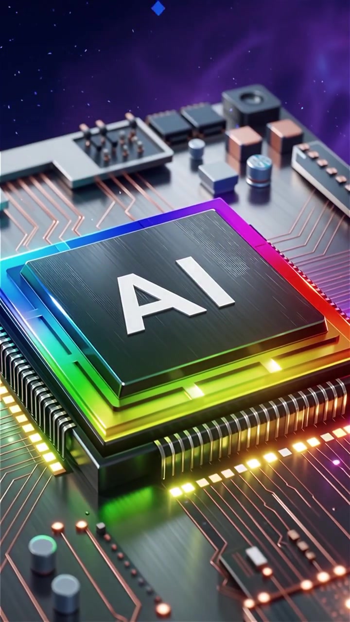 Futuristic AI Chip Motherboard Technology Background