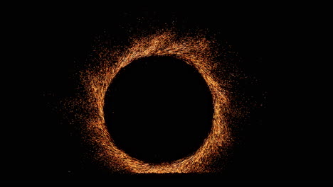 animation of a strange dimensional portal, circle of orange sparks