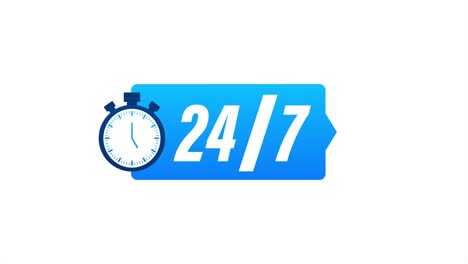 24-7 service concept. 24-7 open. support service icon. stock illustration.