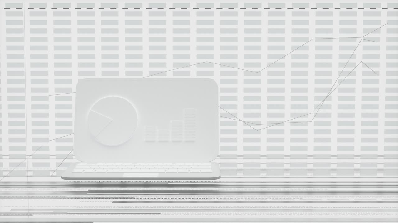 백색 노트북, 데이터 기하학, 3d 렌더링