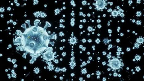 a detailed visualization of bacterial structures in a microscopic view, emphasizing their patterns and movements against the dark background