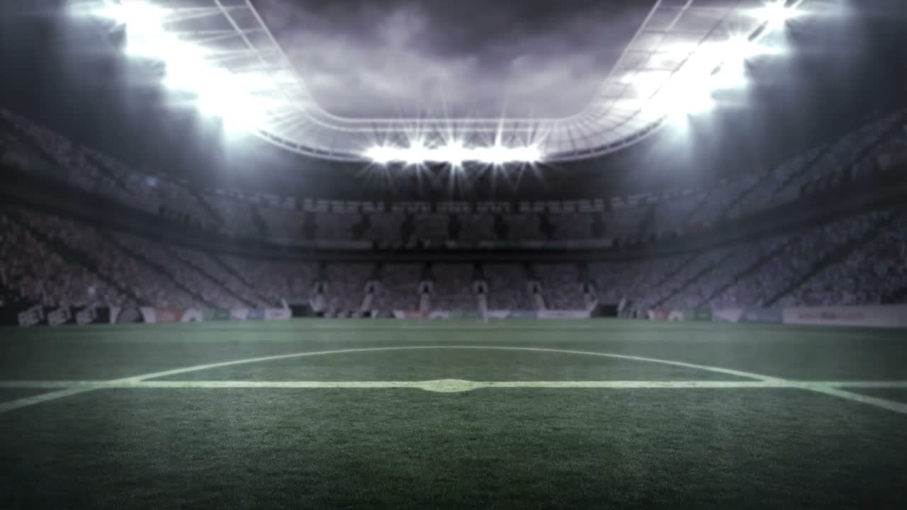 Video generato digitalmente di stadio di calcio 4k