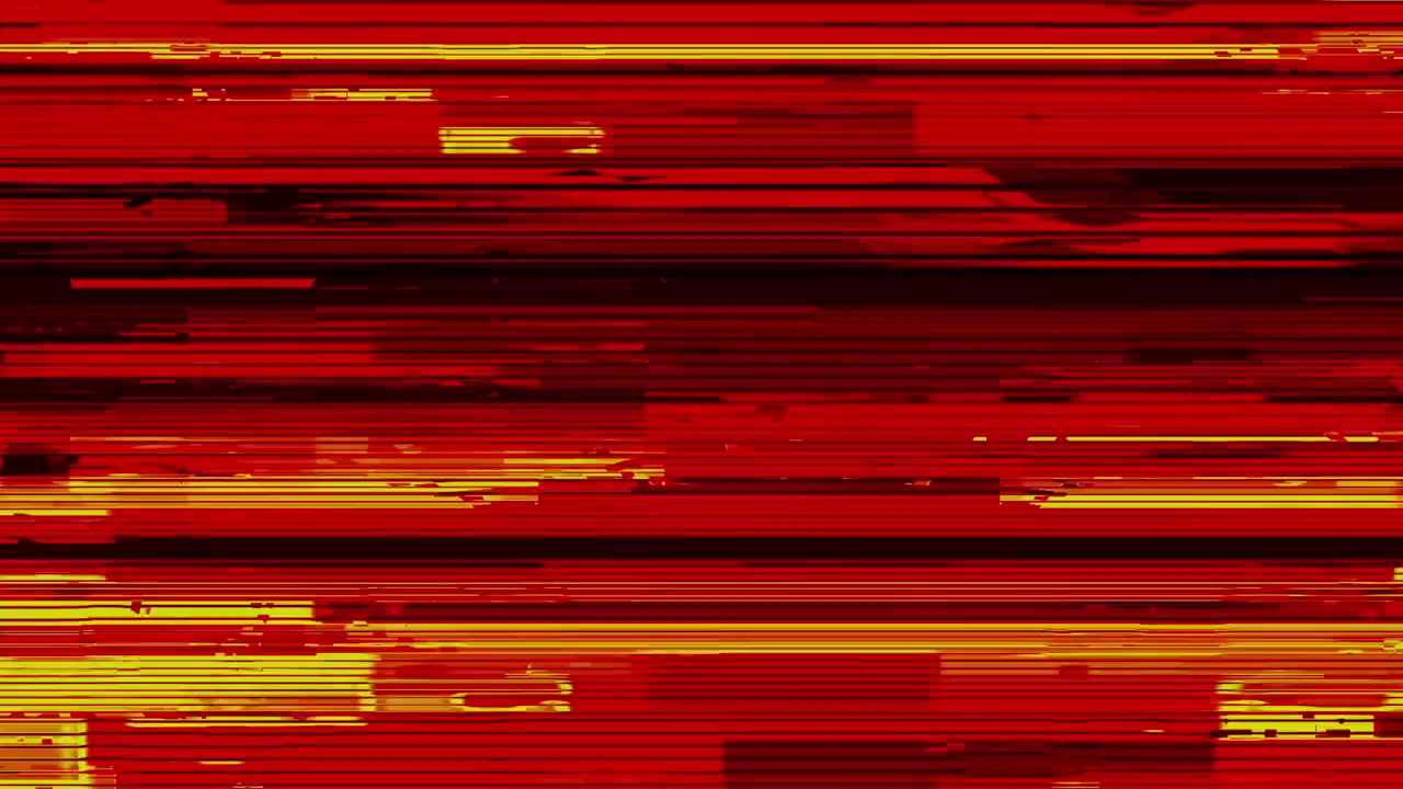 Efecto glitch digital abstracto con líneas horizontales rojas y amarillas