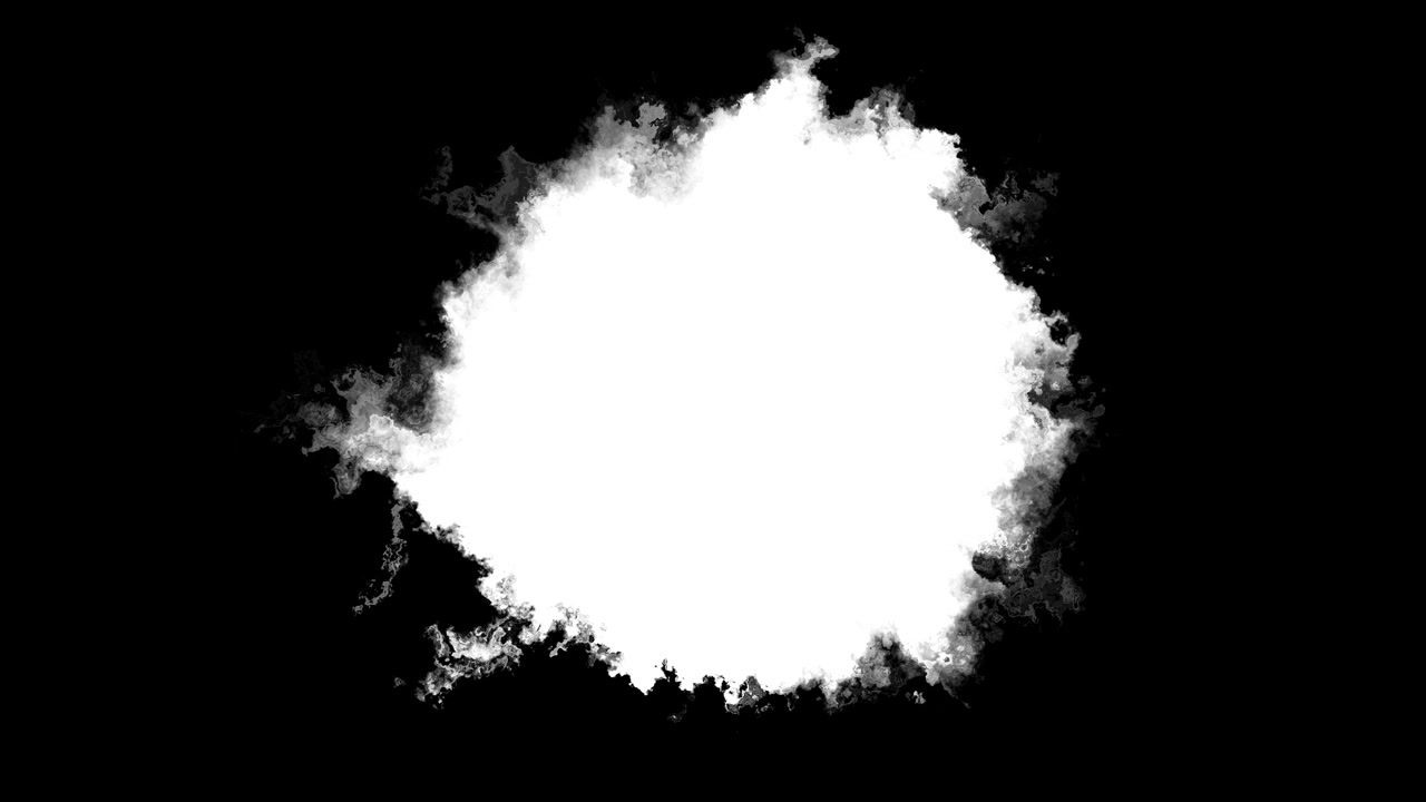 Sfondo di nuvola di fumo d'inchiostro nero con bordi organici grezzi, spazio bianco isolato e texture di schizzi di liquido