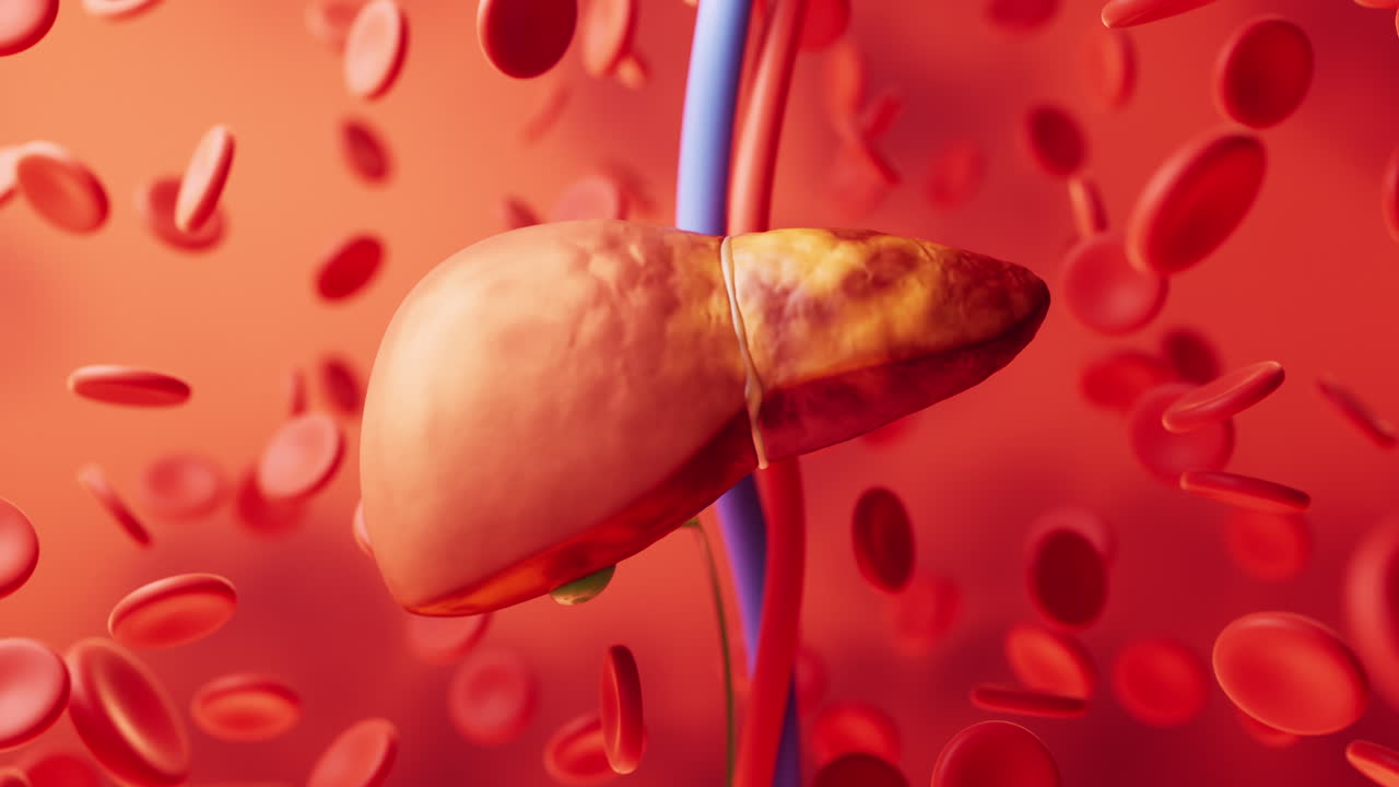 Liver organ with fatty liver state, 3d rendering.