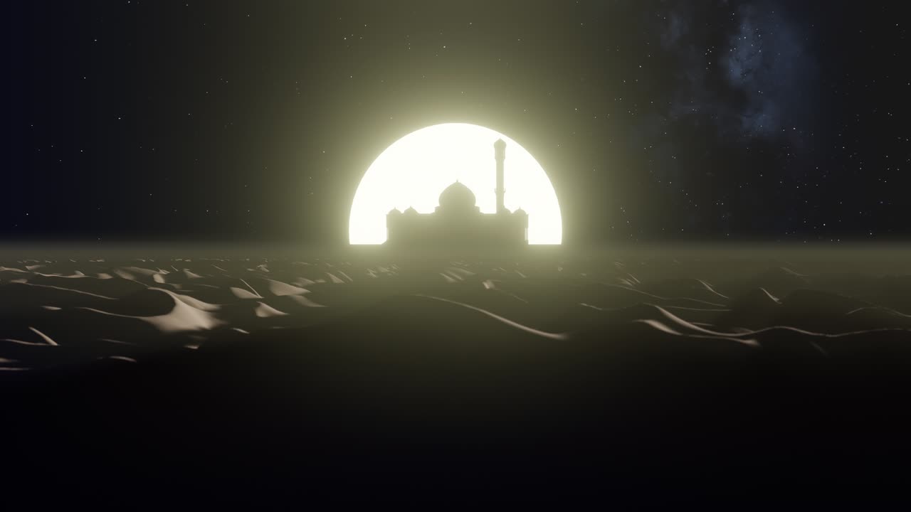 사막의 모래 언덕 밤의 라마단