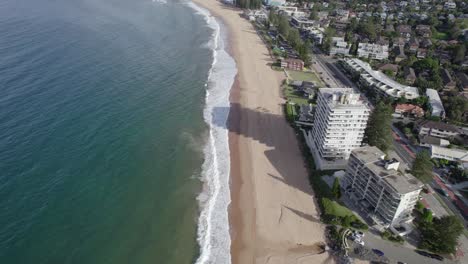 Collaroy-Beach-And-The-Surrounding-Suburb-In-Sydney,-NSW,-Australia---aerial-drone-shot