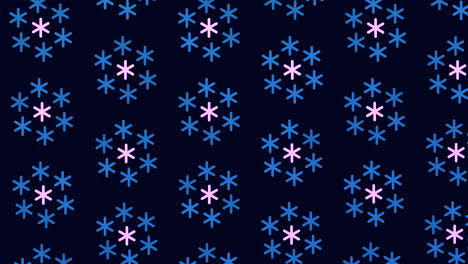 abstract winter snowflakes pattern in rows on black gradient