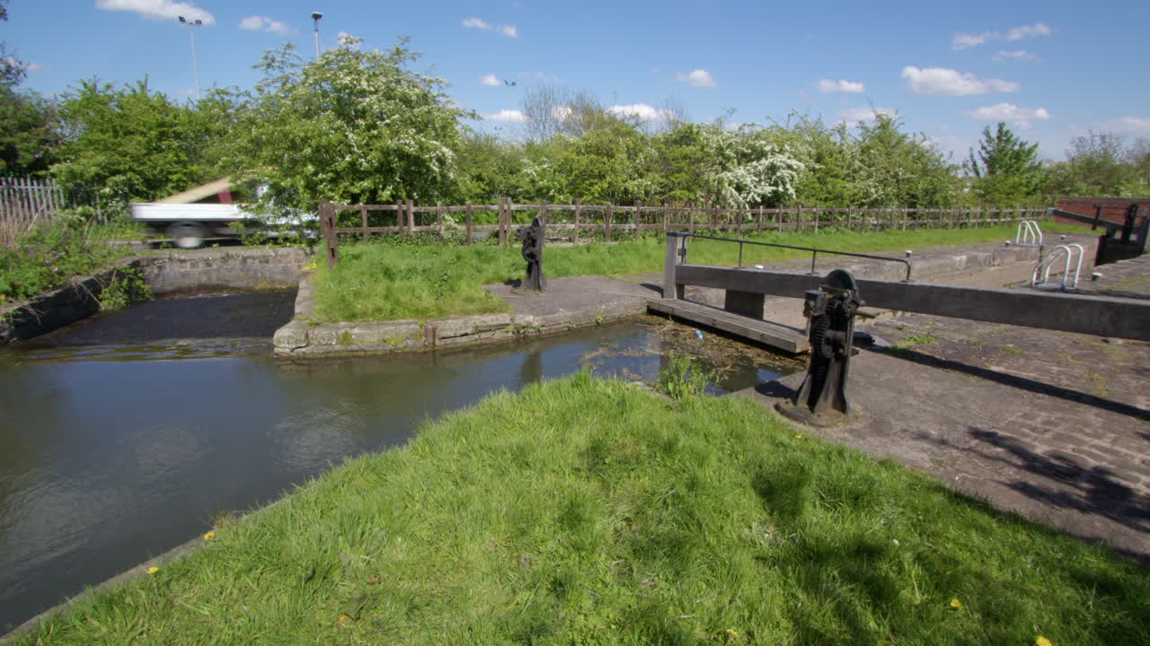 shot of at Stret lock on the Chesterfield Canal with bypass weir