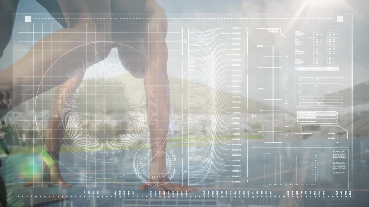 아프리카계 미국인 남성 달리기 선수에 대한 통계 및 데이터 처리 애니메이션