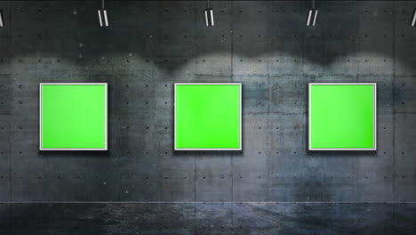 Bewegungskamera-In-Der-Kunstgalerie-Mit-Bild-Und-Modernem-Rahmen-Mit-Grünem-Mockup-Bildschirmhintergrund-2