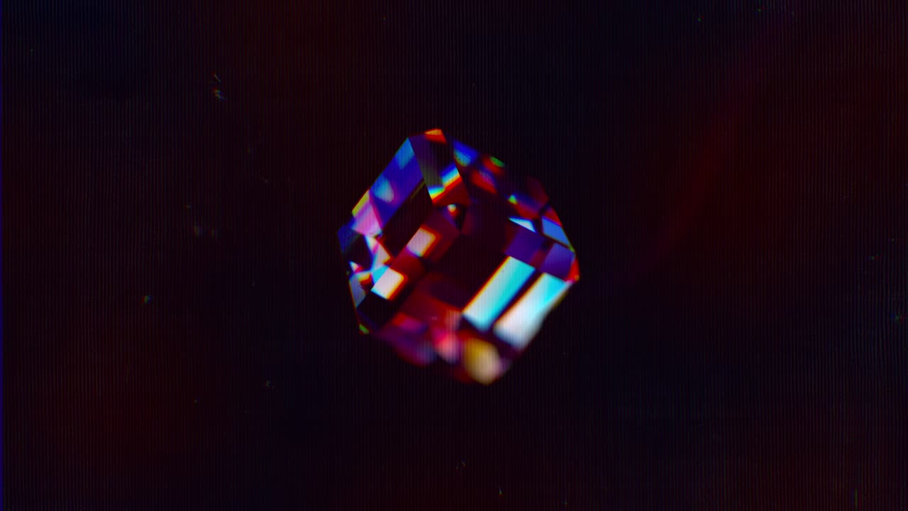 Rotating Prismatic Crystal Cube with Chromatic Aberration