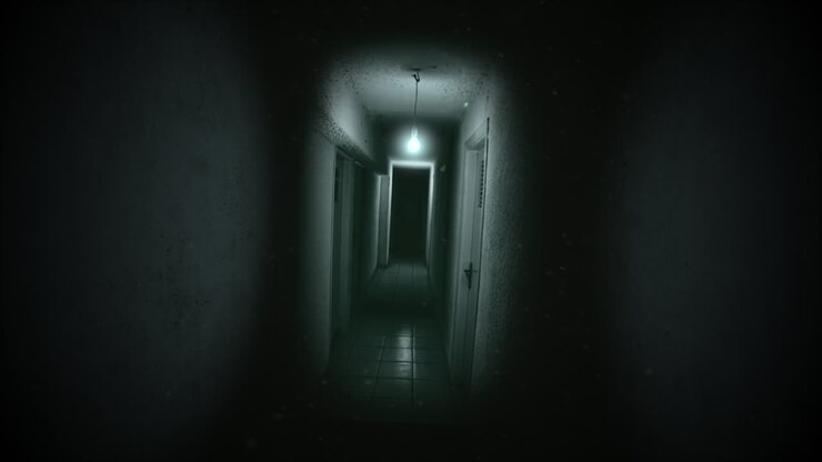 latar belakang horor mistis dengan ruang gelap kamar 3