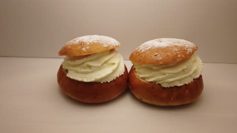 close up of two delicious semlor