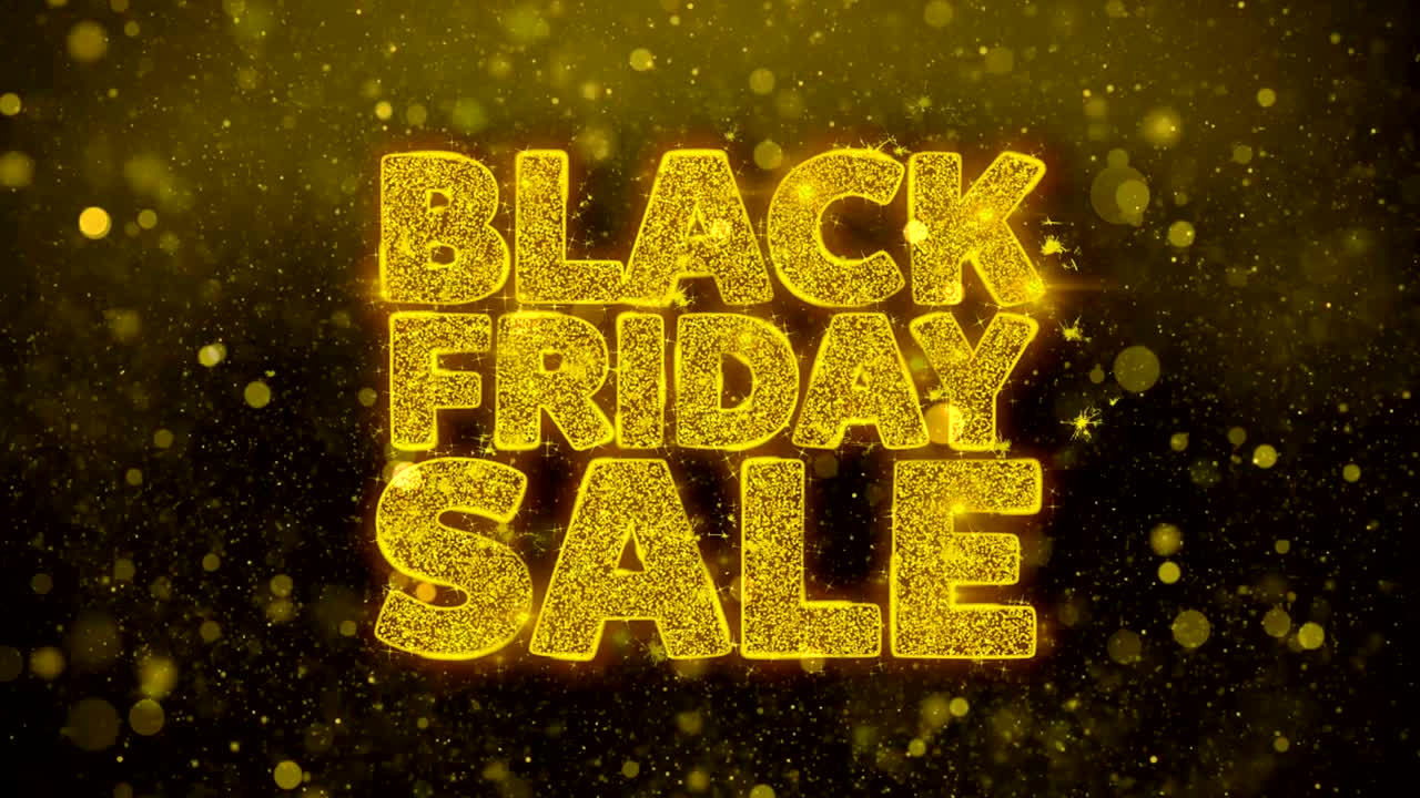 블랙 프라이데이 판매 금 입자가 폭발하는 불꽃놀이 전시