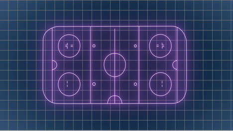 Animación-Del-Patrón-De-Cuadrícula-Sobre-Una-Cancha-Deportiva-Iluminada-Sobre-Fondo-Negro