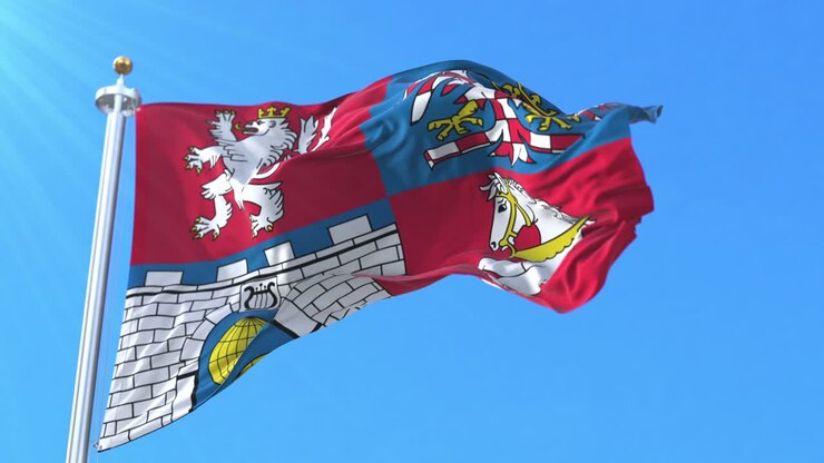 Pardubice Region Flag, Czech Republic. Loop